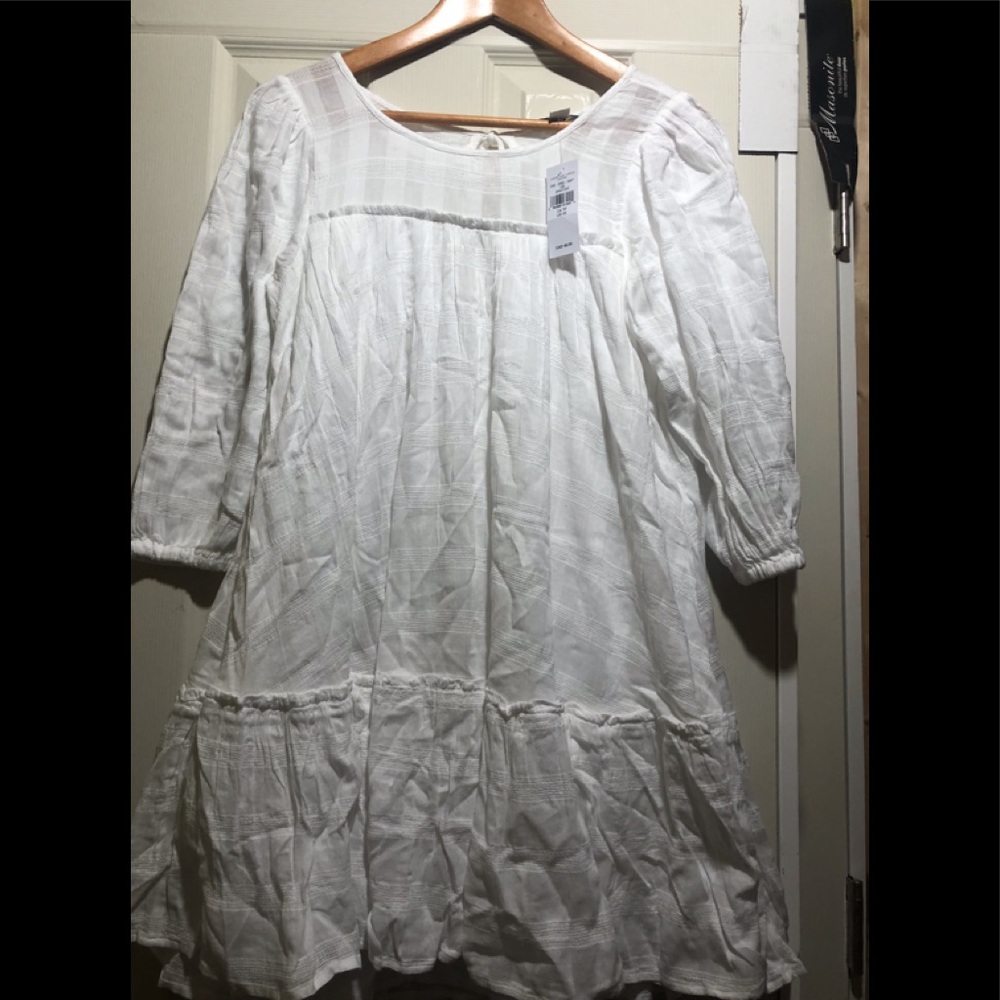 Flowy White Cotton Tiered Dress